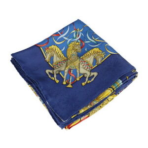 HERMES Authentic Blue Silk Scarf